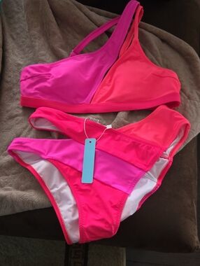 Popvil Hot Pink And Coral Bikini
